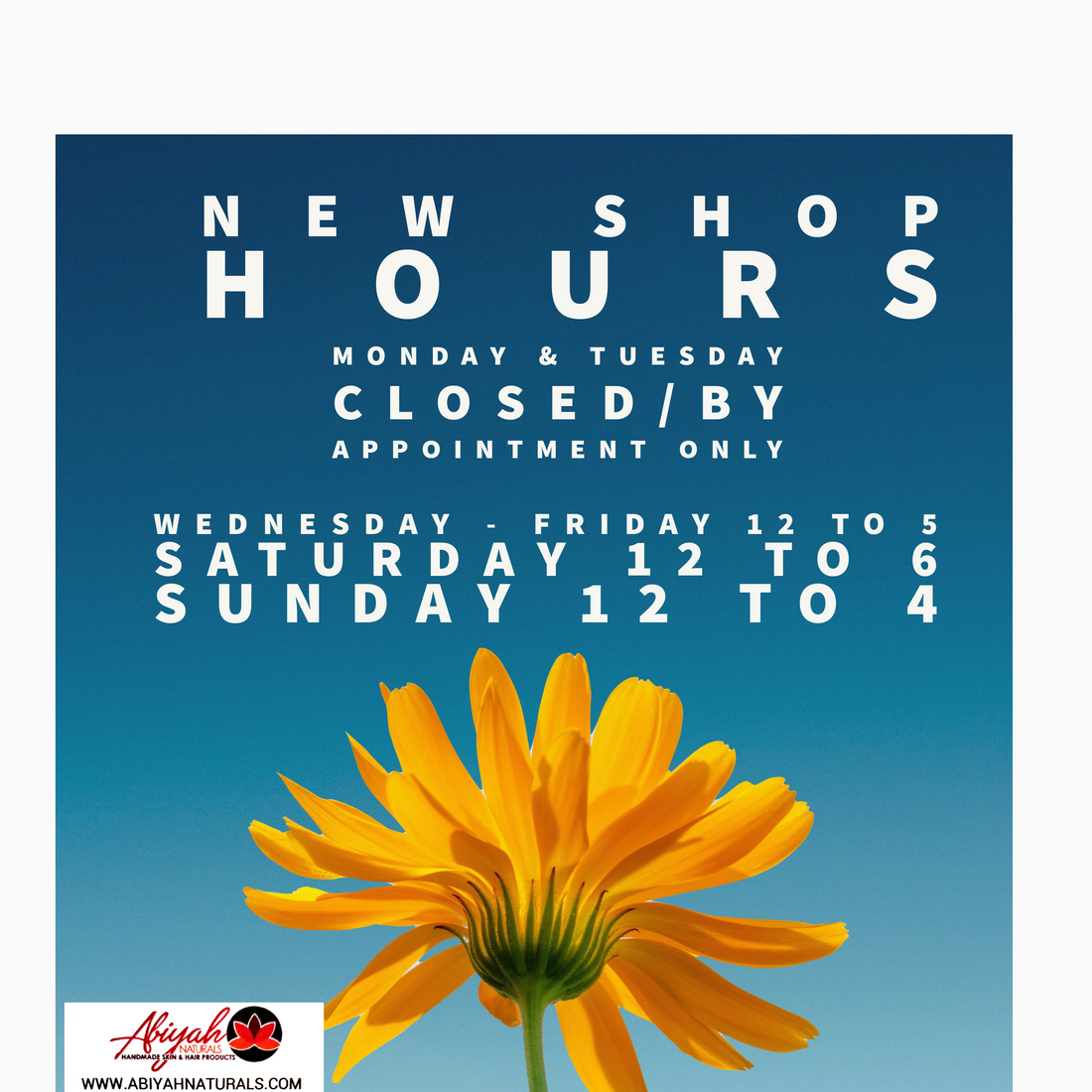 SUMMER SEASON SHOP HOURS