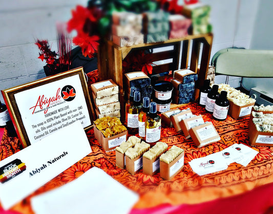Setup for a local event. Vending in the community is how Abiyah Naturals began.