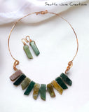 Multicolor Agate and Copper- Necklace & Earrings Set