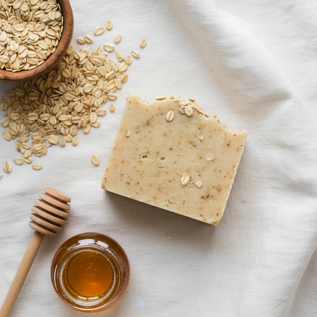 Oatmeal Honey Bar Flat Lay - Fresh Composition