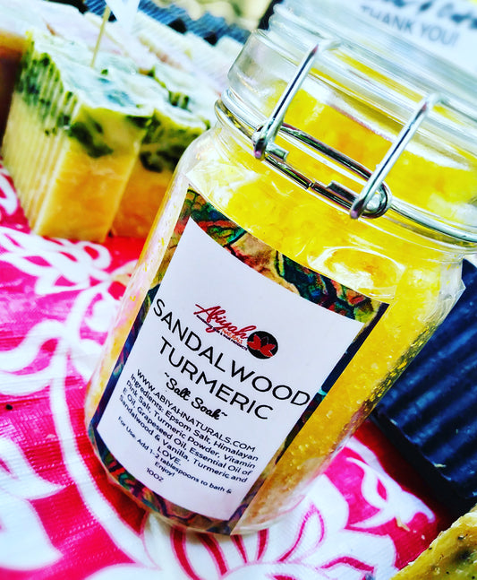 Sandalwood Turmeric:  Natural Herbal Salt Soak-10oz