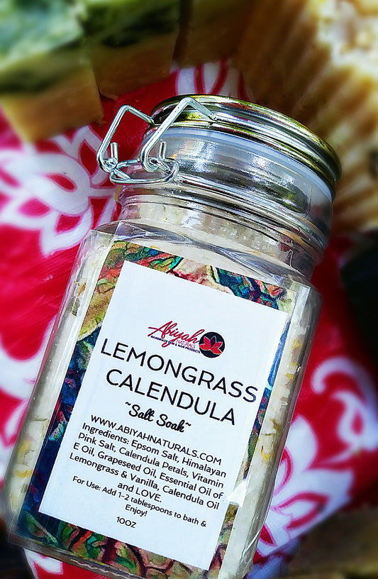 Lemongrass Calendula:  Natural Herbal Salt Soak-10oz