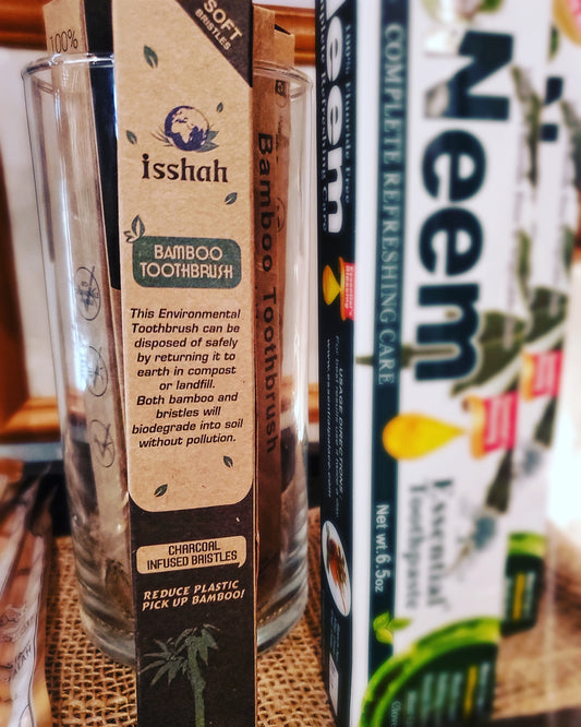 Bamboo Toothbrush with Charcoal Infused  Bristles
