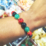 Red, Black, & Green Pan-African Heritage Genuine Gemstone Bead Bracelet